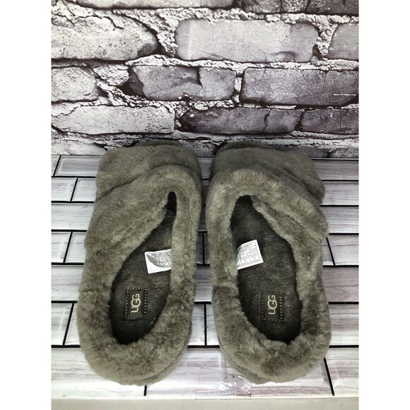 Ugg Olive Green Fluff That Slip On Plush Wool Slippers Men’s Sz 9M US/42 1124111 - Picture 7 of 16